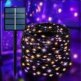 200LED Solar Halloween Lights，78FT Orange& Purple String Lights，Solar Fairy Lights with 8 Modes， Halloween Lights Outdoor Waterproof for Bedroom Patio Garden Party Yard Decoration