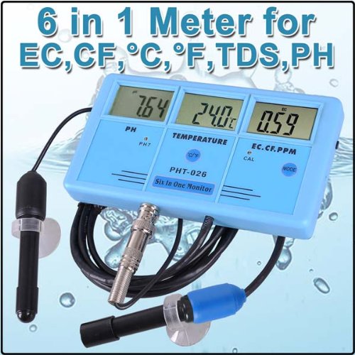 LASHOP 6 in 1 Water Testing Meter - ph ppm Temp tds ec cf