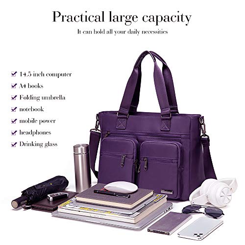 Water Repellent Nylon Shoulder Bag Handbag Laptop Tote Travel Work School Clinic Nurse Tote (Lavender)2