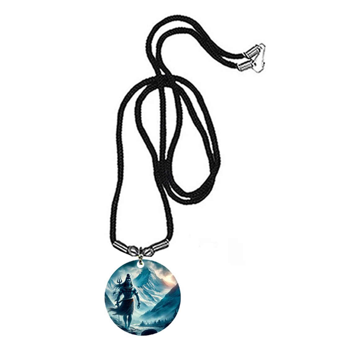 Lord Shiv Shankar Religious Purple Acrylic Pendant with Black Cord Chain, Lightweight Spiritual Jewellery for Men and Women