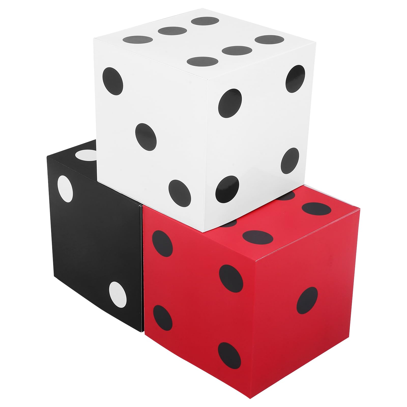 LOGOFUN 3PCS Jumbo Vegas Style Dice Table Decorations Casino Theme Party Supplies for Birthday Prom Graduation Game Night Supplies - 28cm Colorful