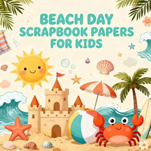 Beach Day Scrapbook Papers for Kids: Fun Beach Day Themed Craft Paper Pack for Children, Sandcastles, Seashells, Waves, Summer Designs for Scrapbooking, Journaling, DIY Projects & Creative Play image 2