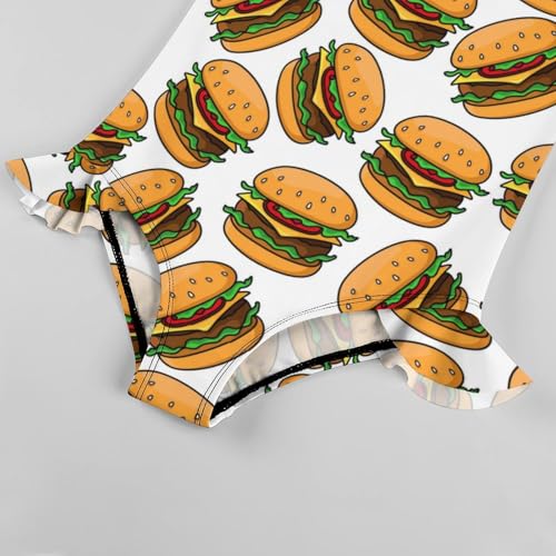 Image of Girls One Piece Swimsuit Macaroni Cheese Pasta Food Ruffles Swimwear Bathing Suits 3-12 Years