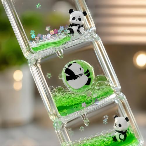 Image of Kawaii Panda Liquid Motion Paperweight with Floating Glitter, Unsinkable Fluid Sensory Desk Toy, Decorative Stress Relief Accessory for Office,Kids & Adults (Panda Liquid Drop Timer Sensory)