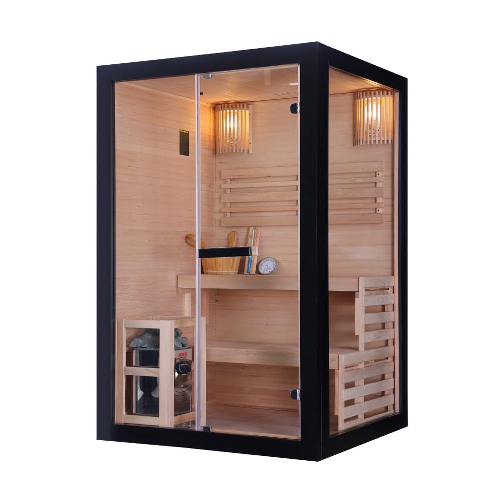 Bagno Italia Sauna finlandese con stufa Harvia 130×120 cm legno colore naturale o nero