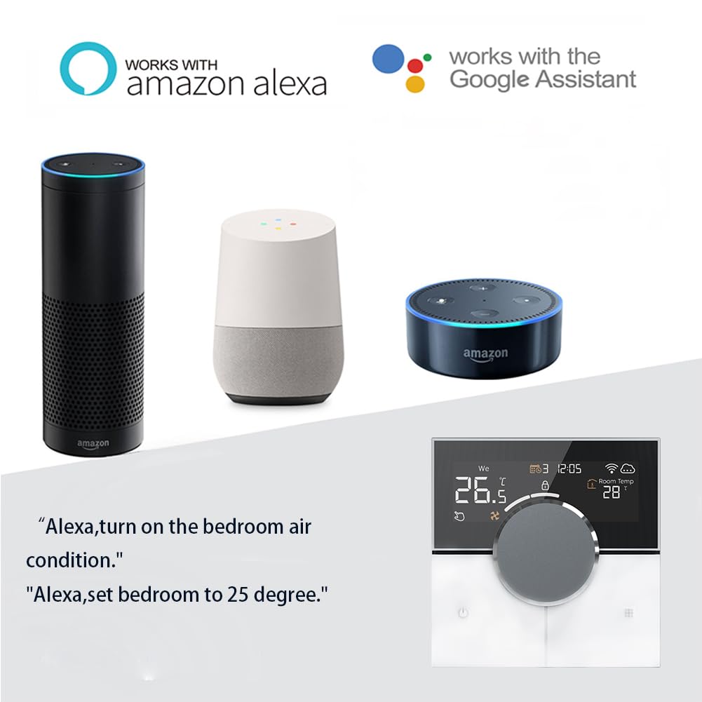 Inteligentny termostat WiFi z pokrętłem, programowalny elektryczny termostat grzewczy, kompatybilny z Alexa i Google Home, 16 A, 95-240 V