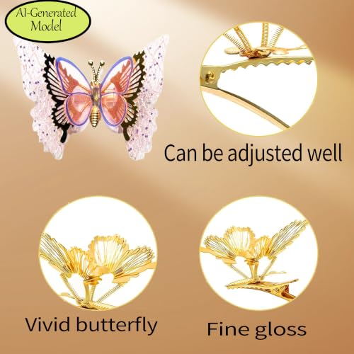 3 Pinzas para cabello mariposa 3D en pack miniatura 7