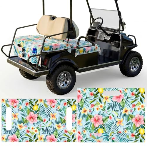 Fanfanwin 2 Pcs Hawaiian Style Golf Cart Seat Covers For 2 &Amp; 4 Passenger Carts, Golf Cart Seat Towel Blanket With Front And Rear Cover Compatible With Ezgo/Yamaha/Club Car