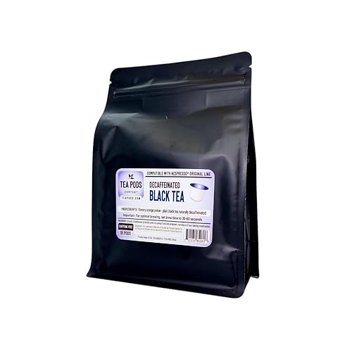 18 cápsulas de té negro DECAF compatibles con Nespresso OriginalLine cápsulas de té negro descafeinado de una sola porción para máquinas de café