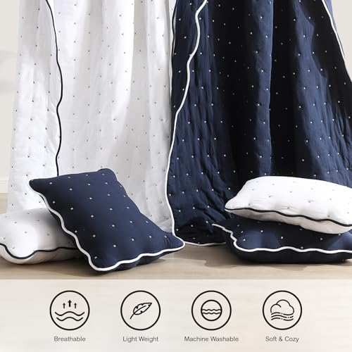 HORIMOTE HOME Quilt Queen Size White, Soft Pre-Washed Microfiber Bedspread Quilted Thin Comforter with 2 Shams, Lightweight Breathable Cozy Bedding Set 3 Pieces Reversible Coverlet for All-Season by HORIMOTE HOME - Used condition - Image 4