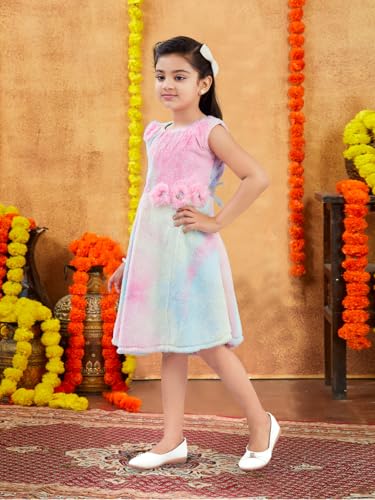 Image of Aarika Girls Multi Colour Tie & Dye Winter Woolen Frock