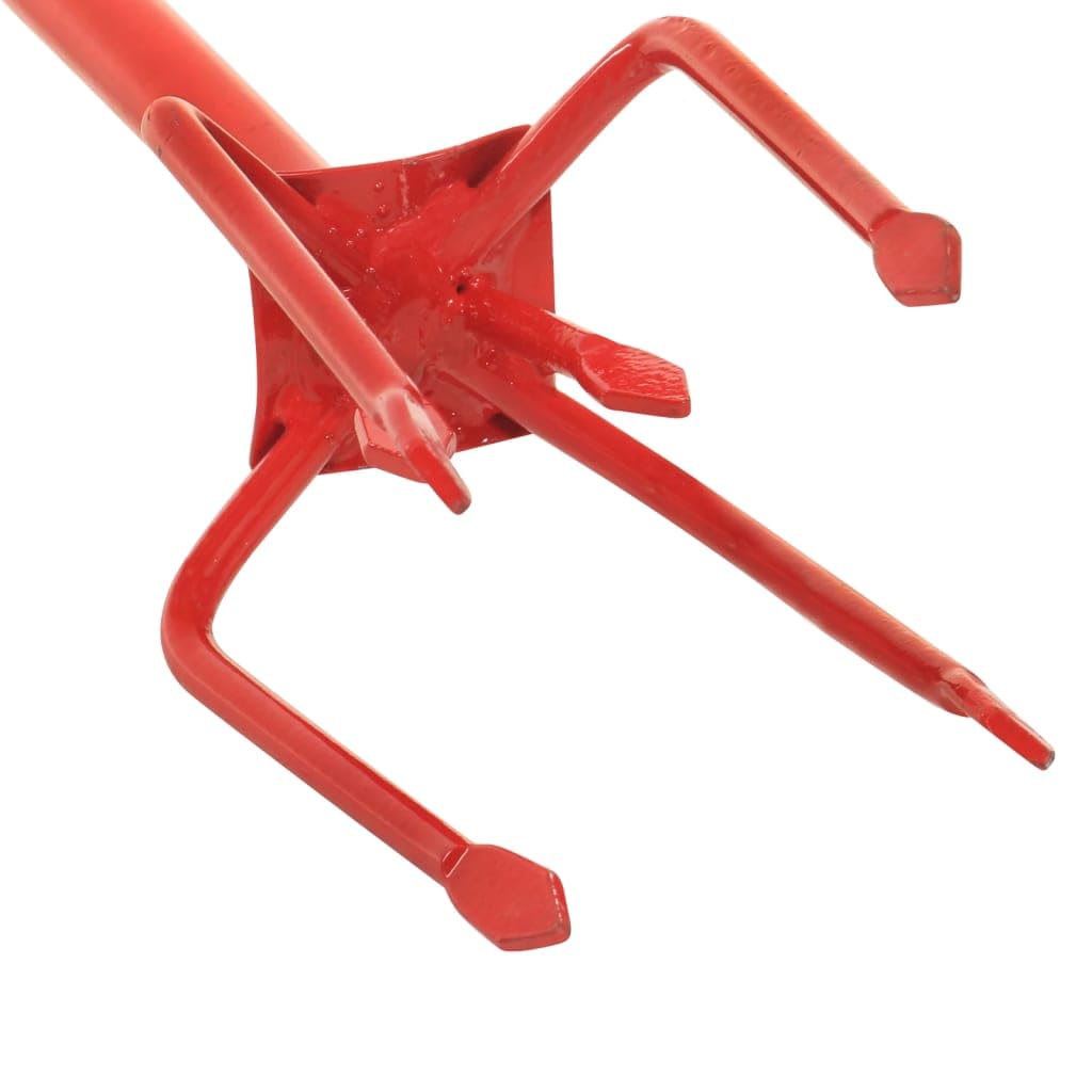 Gartenkralle aus Stahl rot mit ergonomischem PE-Griff, Bodenkralle für Bodenbearbeitung, Lockern, Umgraben, Rasenpflege, Gemüse- und Blumenbeete, langlebiges Gartenwerkzeug, 97 cm
