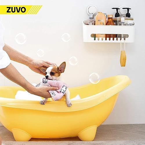 Zuvo Shower Caddy Suction Cup - No Drill & Adhesive Shower Caddy Basket - Best Shower Organizer in Bathroom Accessories for Soap, Shampoo, Toothbrush - White Shelf & Suction Cups - Image 6