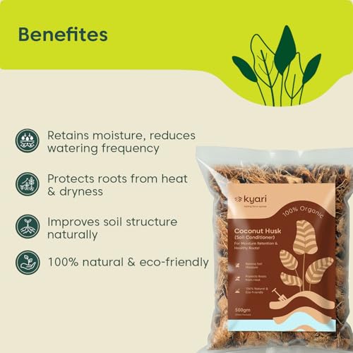 Image of KYARI Coconut Husk Chips 500g | Coco Husk for Orchids, Anthuriums & Tropical Plants | Improves Aeration & Moisture Retention | Organic Growing Medium
