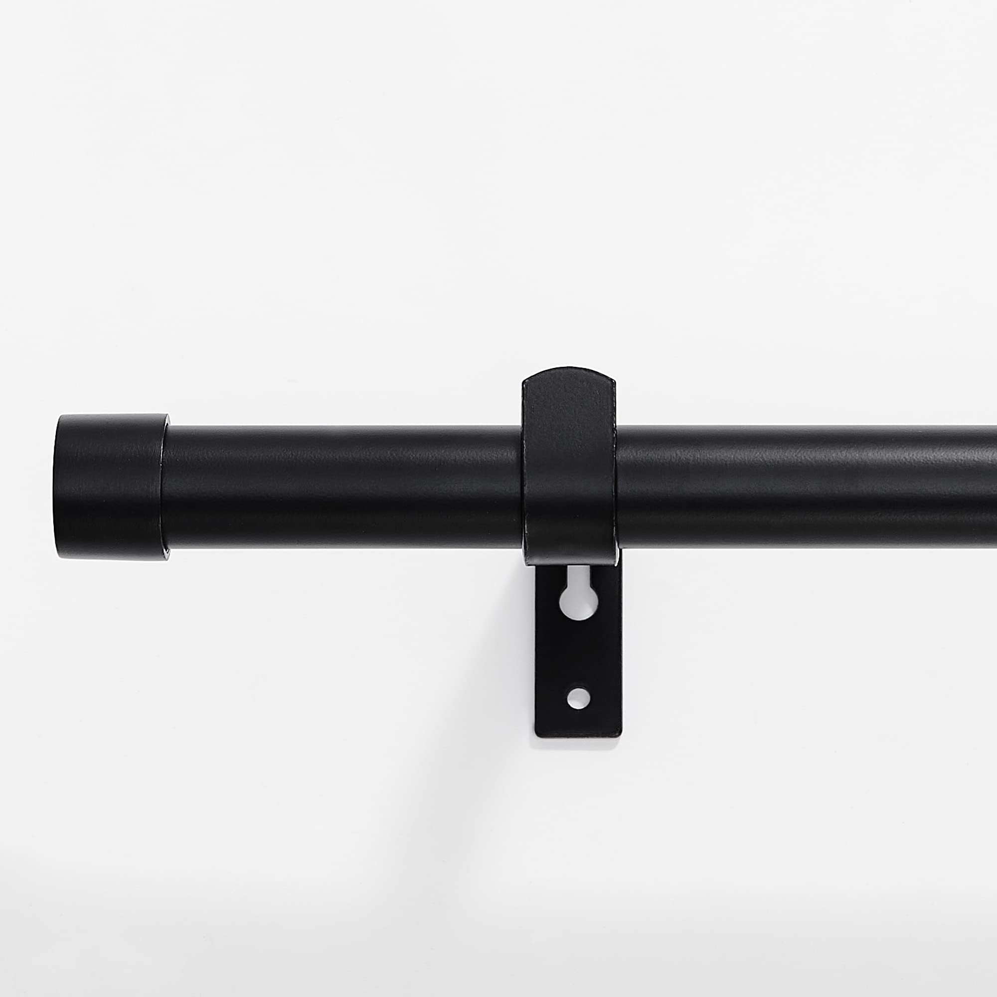 NICETOWN Decorative Single Window Drape Curtain Rod Standard 1 inch Diameter Adjustable 48-86" Length with End Cap/Cylinder Finials Style for French Door Fitting Room Patio Curtains, Matt Black