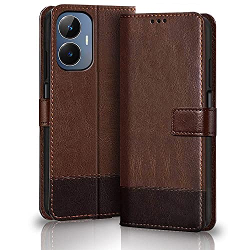 Image of TheGiftKart Flip Back Cover Case for Realme Narzo N55 / Realme C55 | Dual-Color Leather Finish | Inbuilt Stand & Pockets | Wallet Style Flip Case for Realme Narzo N55 / Realme C55 (Brown & Coffee)