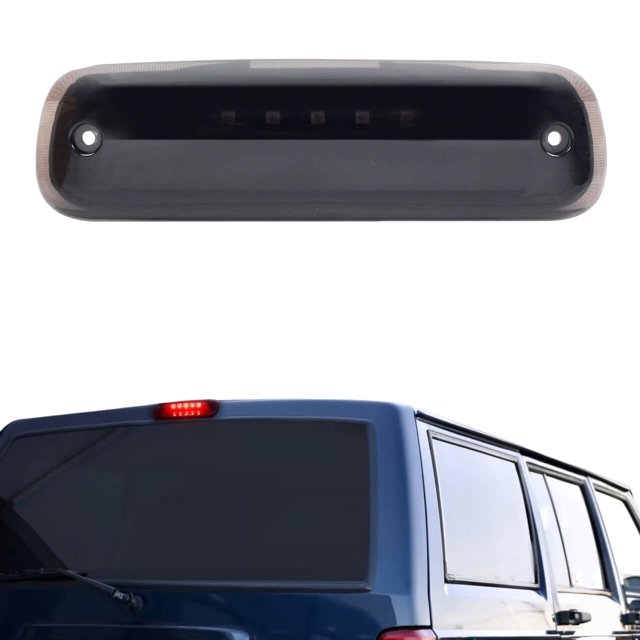 LED Third 3rd Brake Light Compatible With 1997-2001 Jeep Cherokee Rear Tail Brake Stop Light Lamp High Mount Stop Light (Smoked Black)