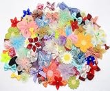 100 Count Mix Satin Ribbon Rose Flowers Bows Appliques Organza Daisy Flower Embellishments for Sewing, Craft Project, Hair Bow Headband (Mixed)