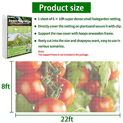Garden Netting Mesh- 8X24Ft Greenhouse Plastic Covering-With Grids Plant Covers-Protection For Fruit Trees Vegetables Flowers Durable Garden Mesh Netting For Patio Plants Outdoor Garden Mesh Covers #TOP5