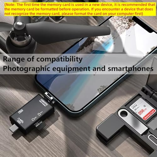 Image of Verilux 5 in 1 Card Reader with Storage Case for Micro SD & SD Cards, Memory Card Reader with Type-C & USB Dual Plugs, USB & TF & SD Cards Ports and Mobile Phone Card pin for Phone, Tablet, Laptop