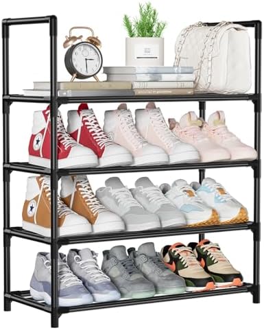 Étagère à Chaussures 3 Niveaux Empilable LINKINNO – Rangement Entrée, Chambre, Dressing (70x30x45 Cm, Noir)