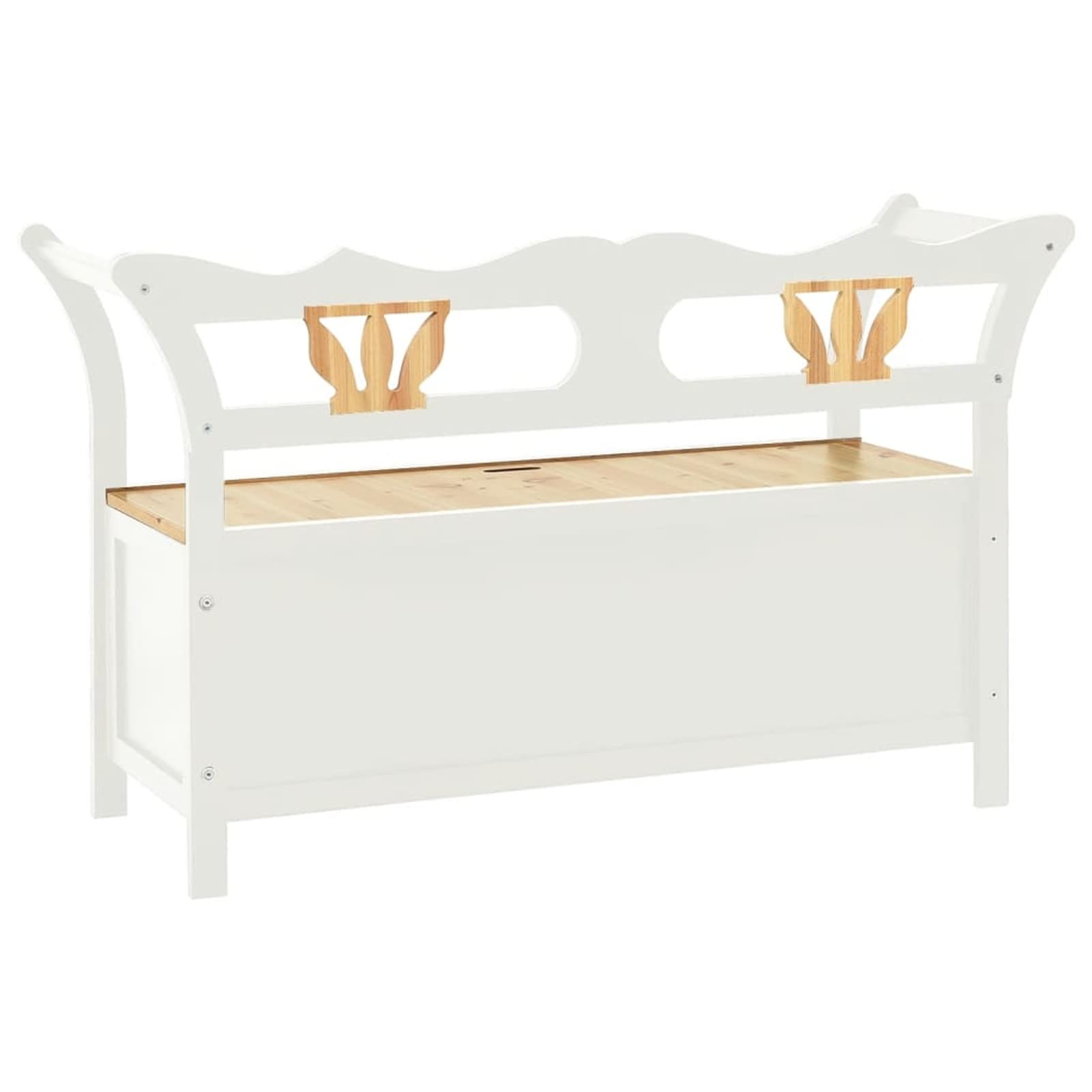 Homgoday Sitzbank mit Stauraum Sitztruhe Truhenbank Wohnzimmerbank Flurbank Rückenlehne und Armlehnen Flurbank Bank Wartebank Wohnzimmer Flur Weiß 107x45x75,5 cm Massivholz Tanne