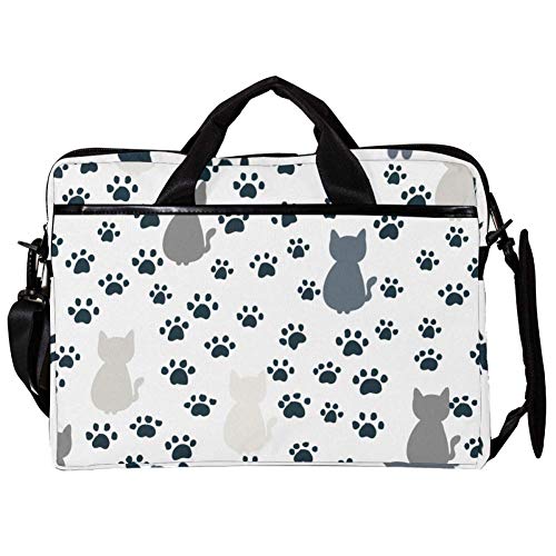 Sac à bandoulière pour ordinateur portable 13-14" motif chat imprimé et sangle ajustable