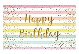Funnytree Colorful Happy Birthday Backdrop Rainbow Stripes Bday Kid Girl Baby Shower Party Banner Decoration Supplies Favors Gifts Table Photography Background Photobooth Prop