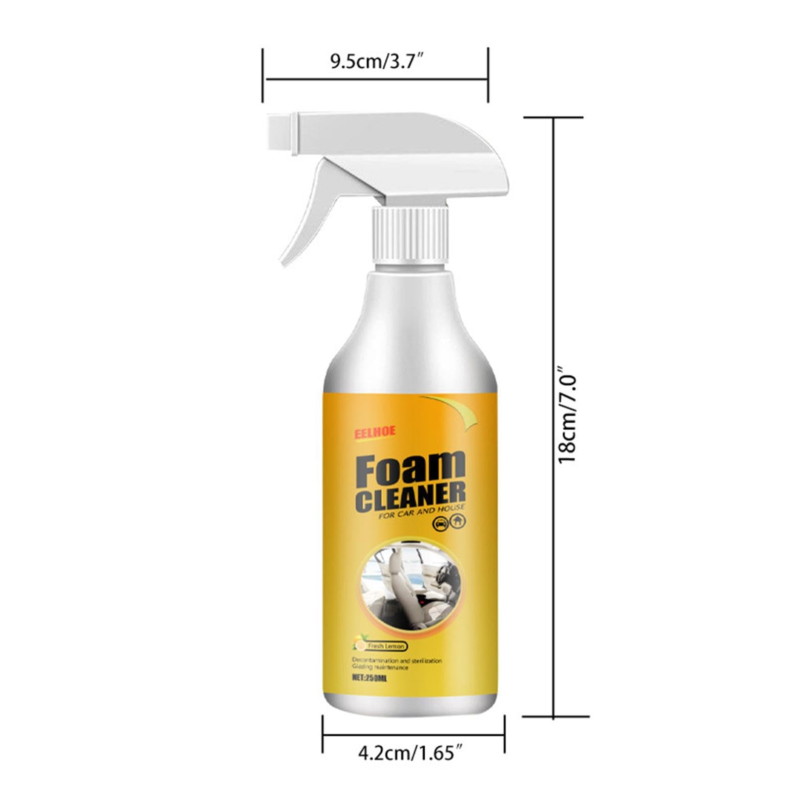 Lot de 5 sprays nettoyants en mousse pour voiture, plafond, siège, maison, 250 ml