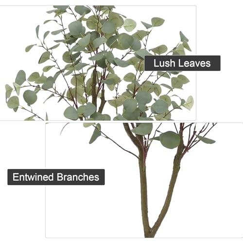 Eucalyptus Tree Artificial 4FT, Faux Eucalyptus Tree Artificial Trees with Lifelike Trunk and Realistic Silk Leaves for Home Decor Indoor, 1 Pack