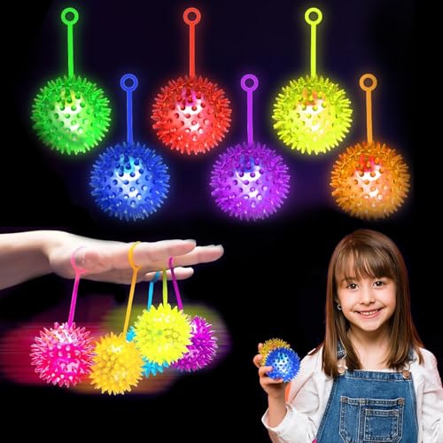 YUYWWAN Igelball Leuchtend Kinder Set, 6 Stück Leuchtender Ball Bunt, Glitzer Igelbälle Lustiges Partyspielzeug Leuchtball, Igelball Leuchtend für Partygeschenk, Klassenpreis, Schülergeschenk