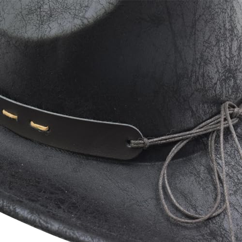 Ifsun Western Cowboy Hat For Women & Men Leather Cowgirl Hat Wide Brim With Belt Buckle Black thumb #6