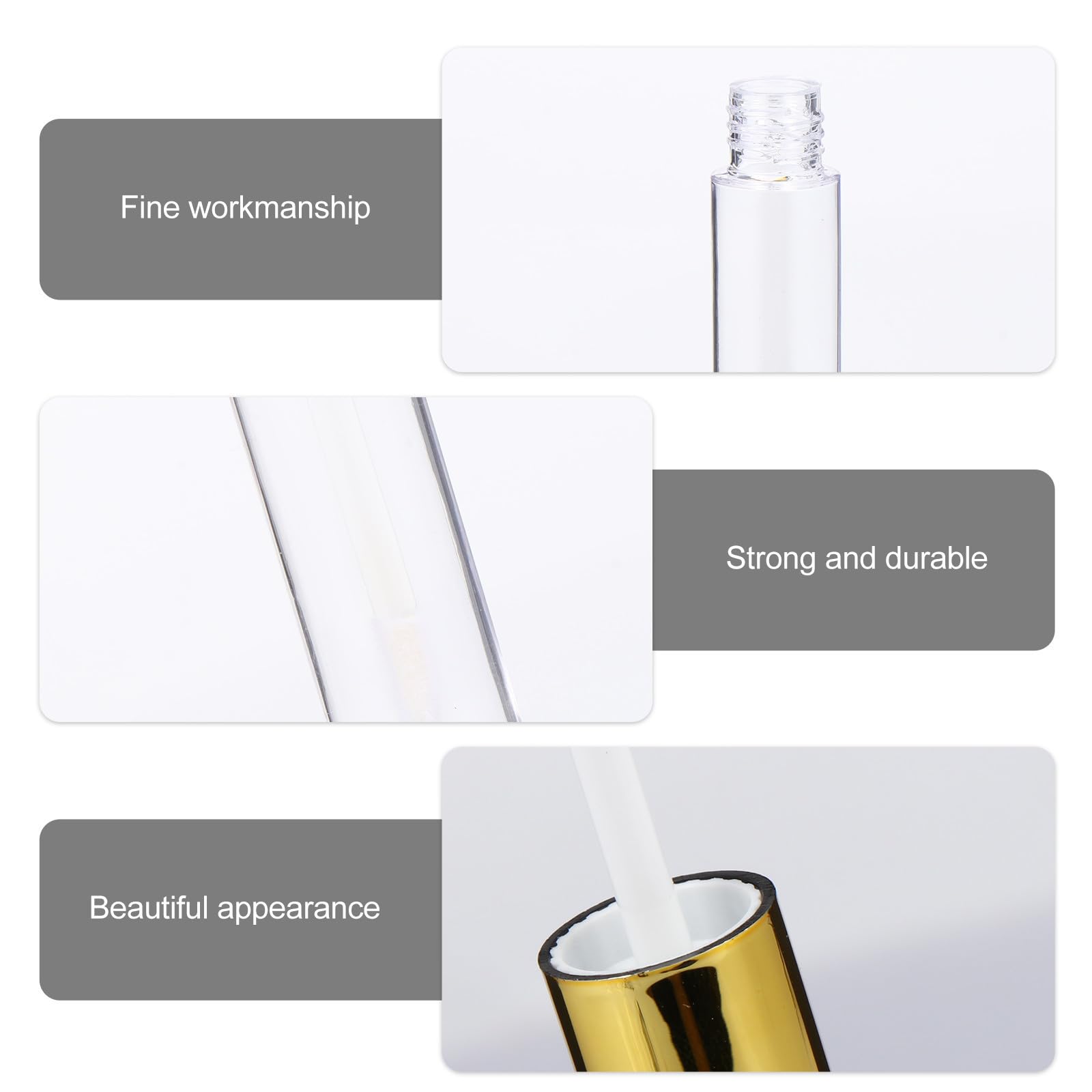 PACKOVE Tubo de Brillo Labial Vacío de 10ml 36 Piezas, Plástico Portátil y Recargable Adecuado para Principiantes Que Aman la Belleza y Creaciones Artísticas