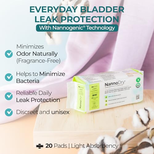 Image of Organic Incontinence Pads for Women, Light, 7 in, 20 Count