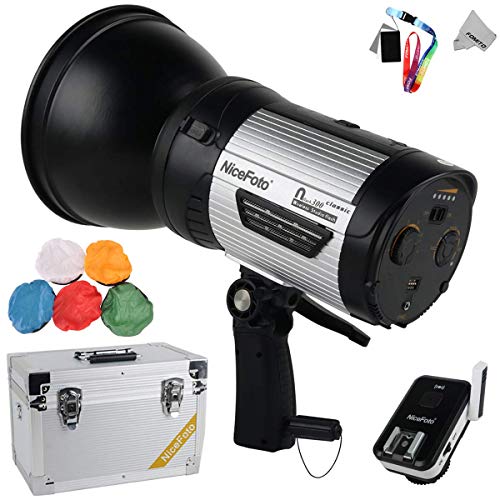NiceFoto nflash300 Wireless Studio Flash Classic - Linterna LED para Exteriores (300 W, Mando a Distancia de 2,4 GHz, batería de Ion de Litio de 2000 mAh)