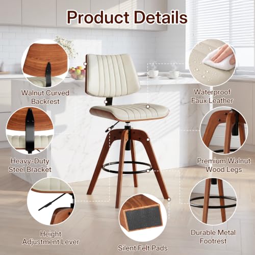 Image of Counter Height Stools set Of 4, Adjustable Mid Century Kitchen Bar Stools
