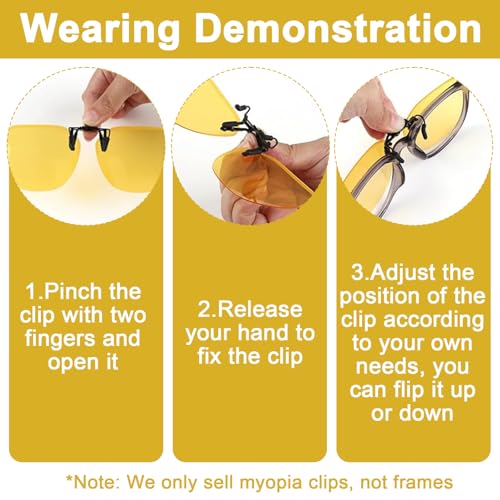 braxan 2 PCS Clip on Day & Night Driving Glasses Vision for Anti Glare Compact Design Relieve Eye Fatigue Wear Over Prescription Glasses Anti Glare Sunglasses4