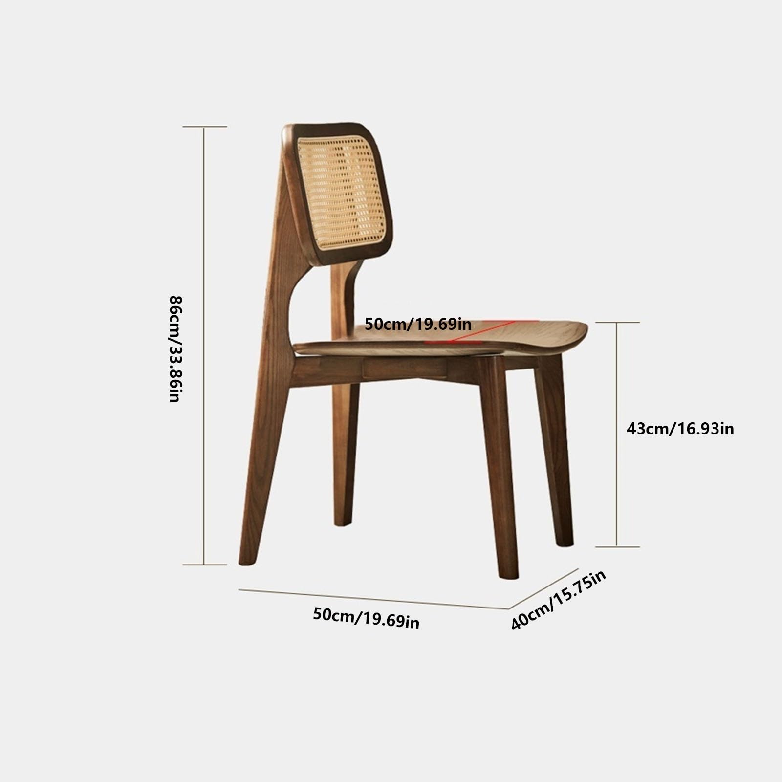 Silla Colgante de ratán Silla de Comedor de Madera Maciza con Respaldo Tejido de Ratán - Estilo Moderno - Ideal for Uso en Restaurantes Domésticos Silla Colgante de Ratán(Bruin)