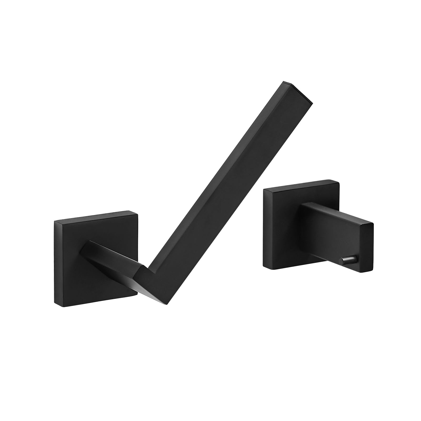 Kroias Toilet Paper Holder Wall Mount Matte Black, Stainless Steel Toilet Tissue Roll Holder Bathroom Square Toilet Paper Towel Roll Holder, Double Post Pivoting Tissue Handle