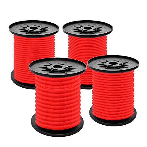 S SIENOC Cuerda el¨¢Stica Cuerda de Choque el¨¢Stica Redonda Bungee Amarre Remolque Barco Marino (4mm-20M, Rojo)