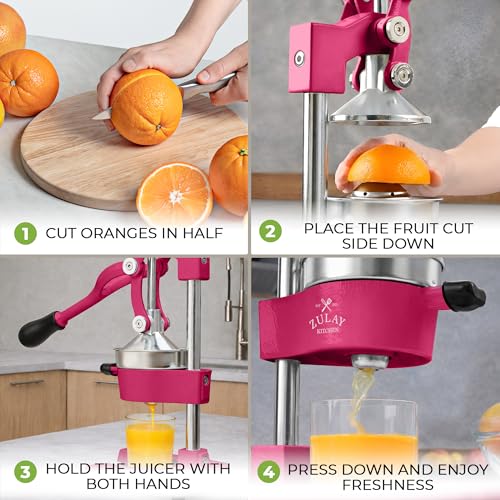 Image of Zulay Kitchen Cast Iron Juicer - Easy-to-Clean Heavy-Duty Manual Juicer, Professional Citrus Juicer - Stainless Steel Lemon Squeezer - Manual Citrus Press & Orange Squeezer - Orange Juicer