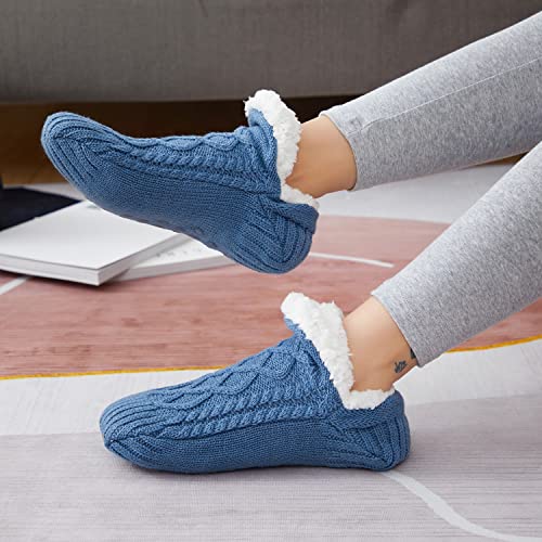 Slipper Socks for Women Men Girls, Fluffy Warm Socks Knitted Thick Fleece Lined Grippers Non Slip Socks Soft Cozy Winter Home House Bed Floor Slipper Socks2