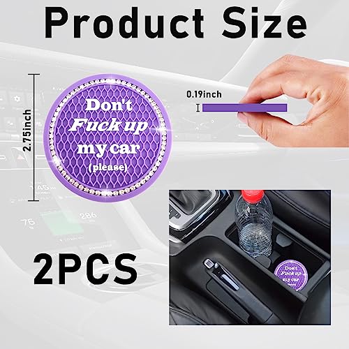 Kewucn 2 Pack Bling Portavasos para Auto, 2.75 in miniatura 2