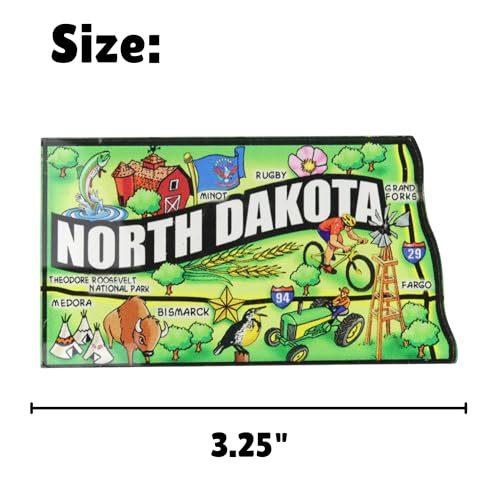 Imán acrílico con mapa de North Dakota miniatura 5