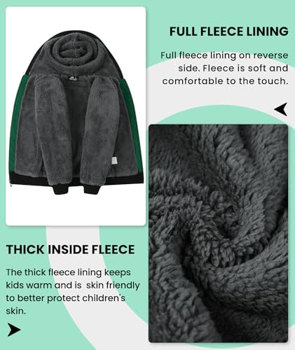 Image of V VALANCH Boys Hoodie Zip Up Fleece Lined Jacket Warm Sherpa Hooded Sweatshirts for Boys Girls 6-15 Years