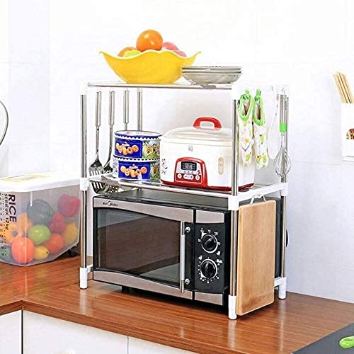 ERIZONE Multipurpose Stand for Kitchen Storage, Microwave & OTG Oven Rack, Shoe Rack, Bathroom Stand, Office Organizer, Bookshelf Utensil Kitchen Rack (Steel)(L-48.76,W-25.4,H-66.04 cm