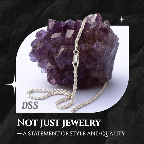 DSS 925 Sterling Silver Necklace for Women, Rope Chain 2.5mm, Lobster Claw Clasps, Sterling Silver Chain, Italian Jewelry for Women, 16in - 36in4