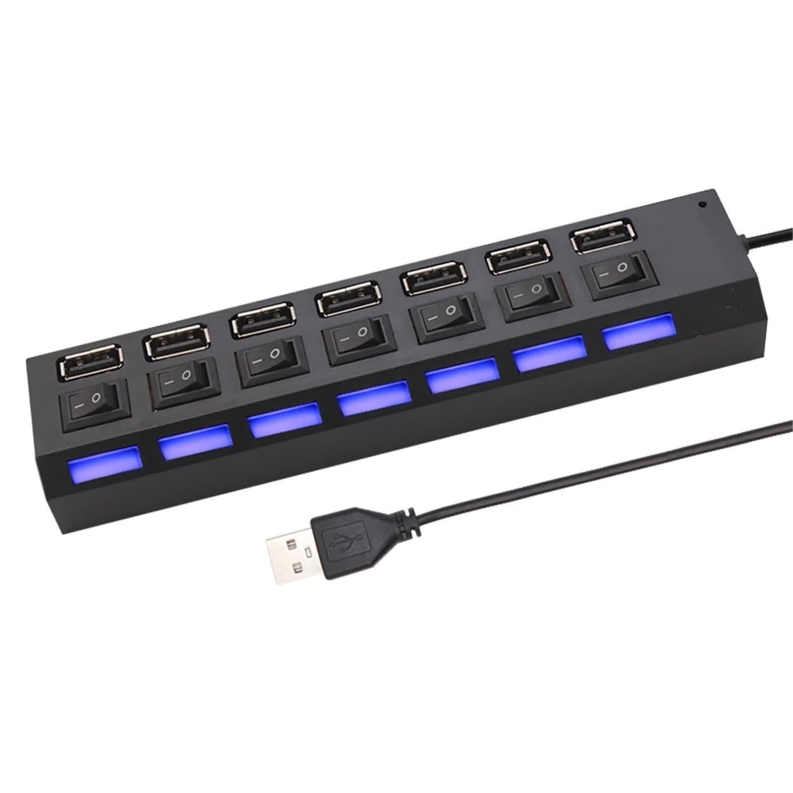 QVCTADPC 7 Port USB 2.0 Multi USB Splitter hub usb2.0 Hub Utilisez l'adaptateur d'alimentation exposant multiple avec des stations d'amarrage de HUB Cable Switch 30cm