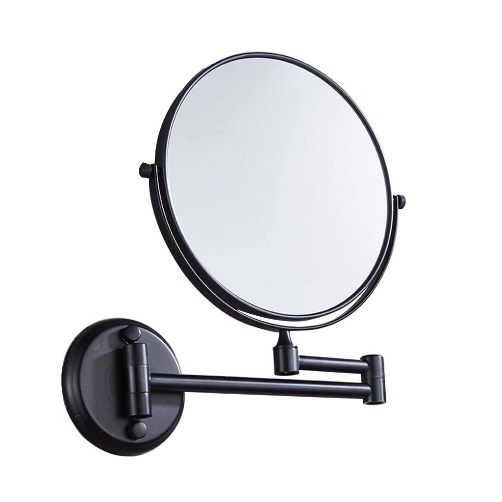 JLDN Wall Mounted Vanity Mirror Oil Rubbed Bronze,Antique Makeup Mirror 3X Magnification,Makeup Mirror Double Sided,Black_8inch