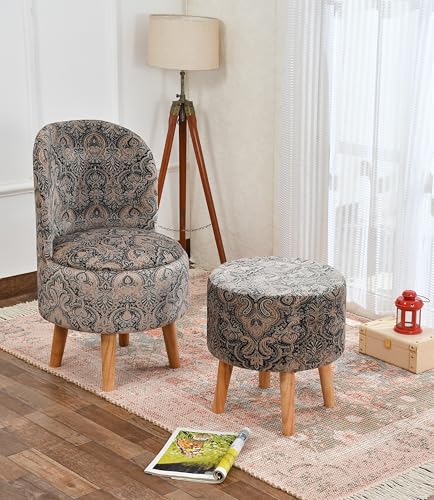 Image of SR Printed Ottoman Pouffes Chair Stool for Living Room Furniture Sitting Dressing Table Pouf Sofa Puffy Stool Room, Pouffes for Sitting Foot Rest, (18x32 Inch, Coffee)